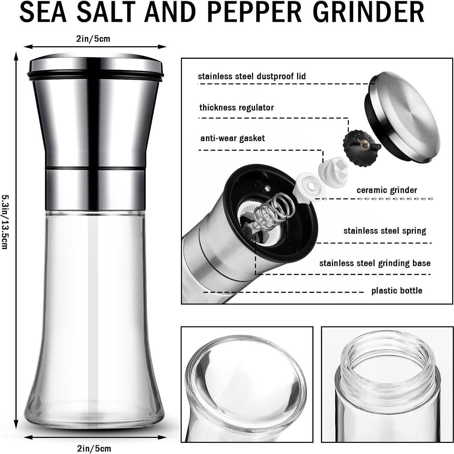 Juego de 12 Molinillos de Sal y Pimienta Nuenen 177 ml Acero Inoxidable