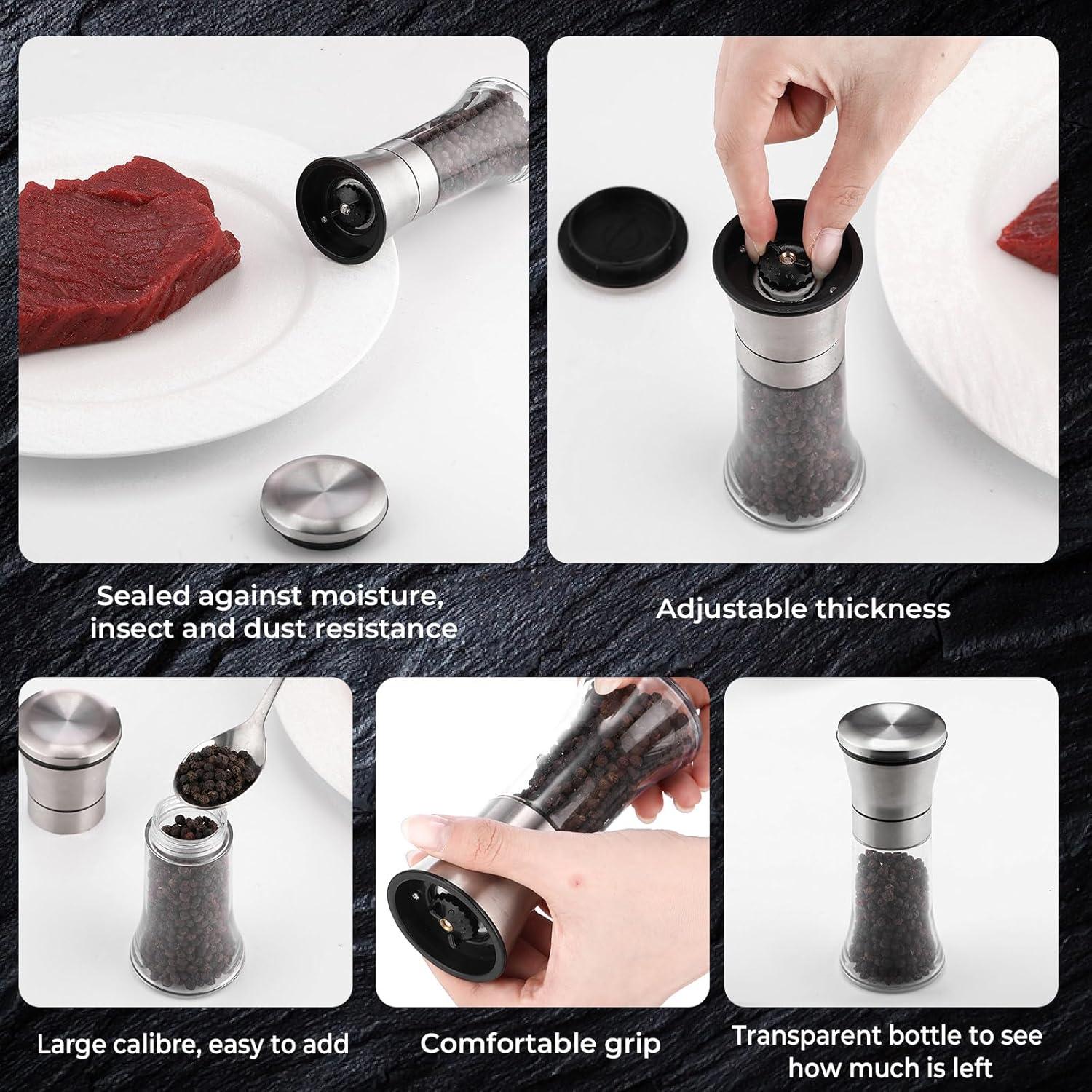 Juego de 12 Molinillos de Sal y Pimienta Nuenen 177 ml Acero Inoxidable