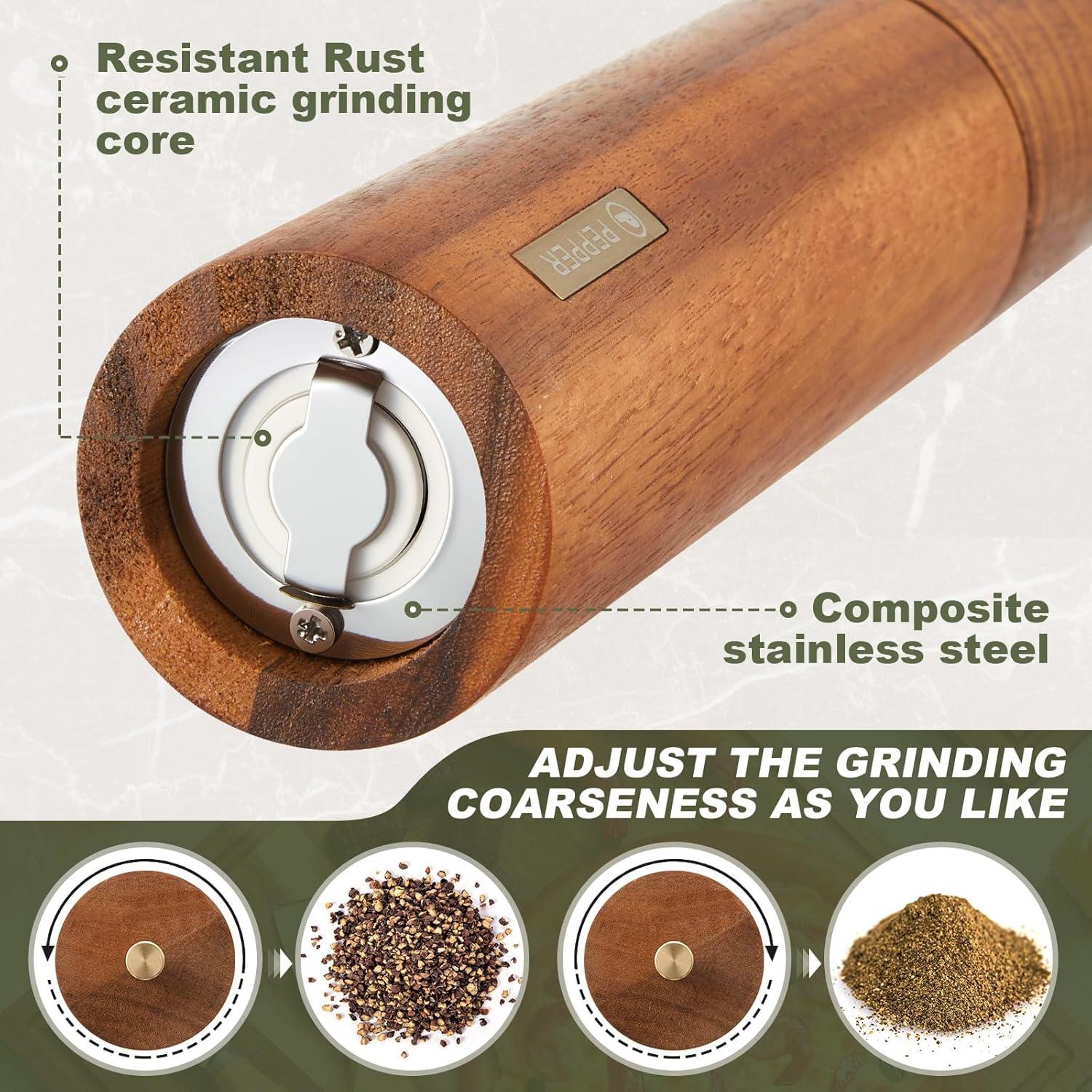 Juego de Molinillos de Sal y Pimienta LOYIM 25.4 cm Madera Acacia