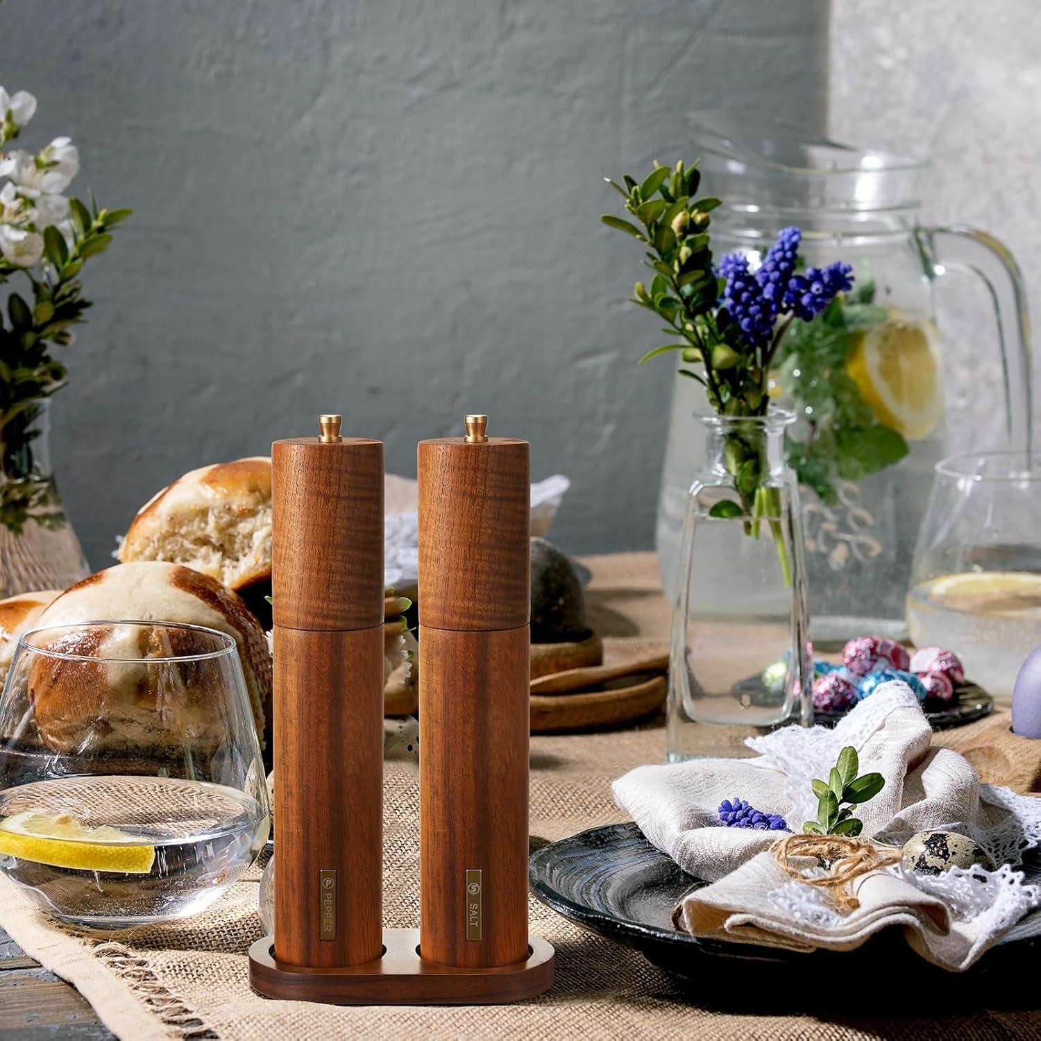 Juego de Molinillos de Sal y Pimienta LOYIM 25.4 cm Madera Acacia