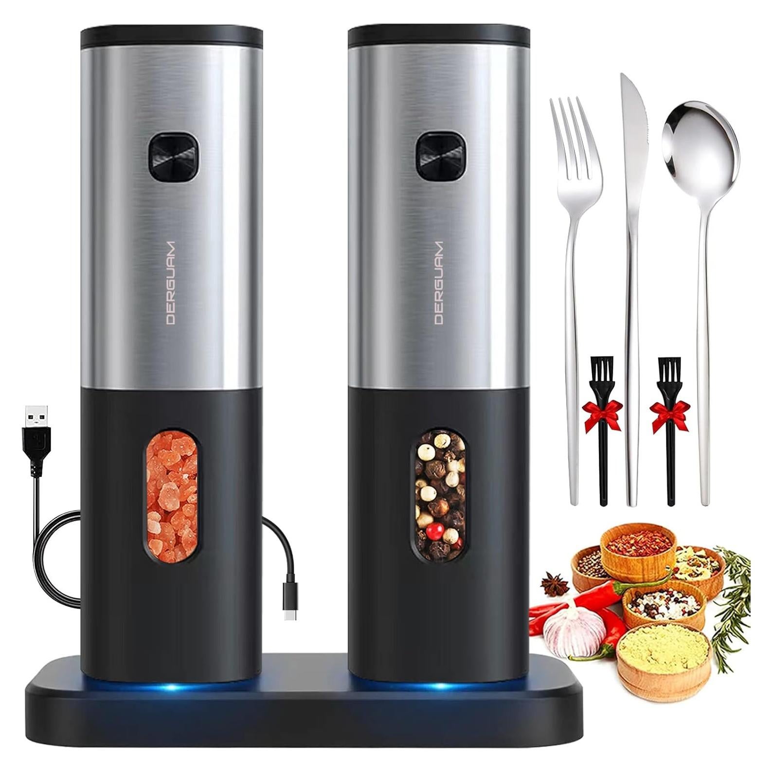 Juego de Molinillos Eléctricos Recargables DERGUAM con Luz LED