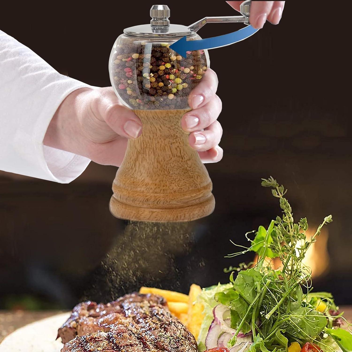 Juego de Molinillos de Pimienta y Sal HONISOX - Madera 12.7 y 15.2 cm