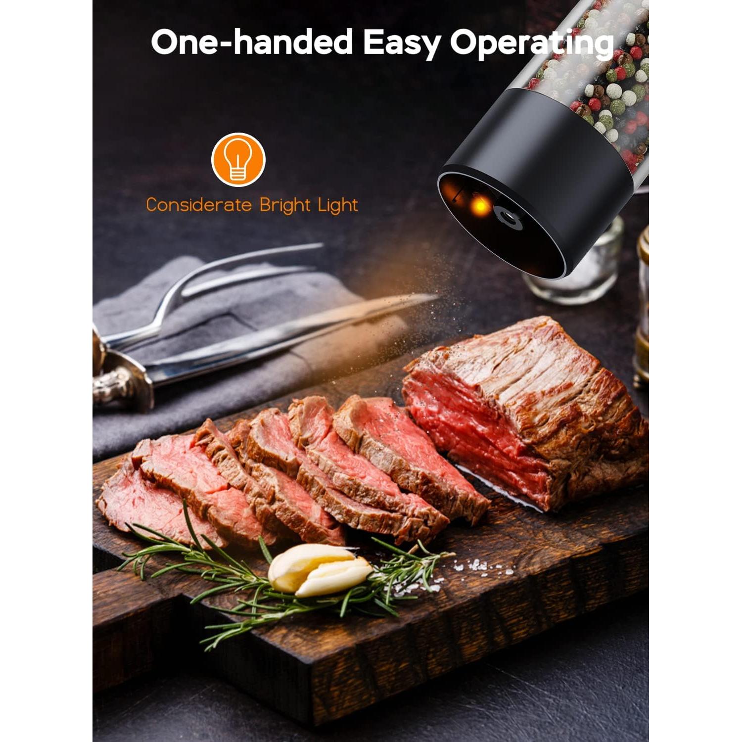 Juego de Molinillos Eléctricos TOMEEM de Sal y Pimienta 46g