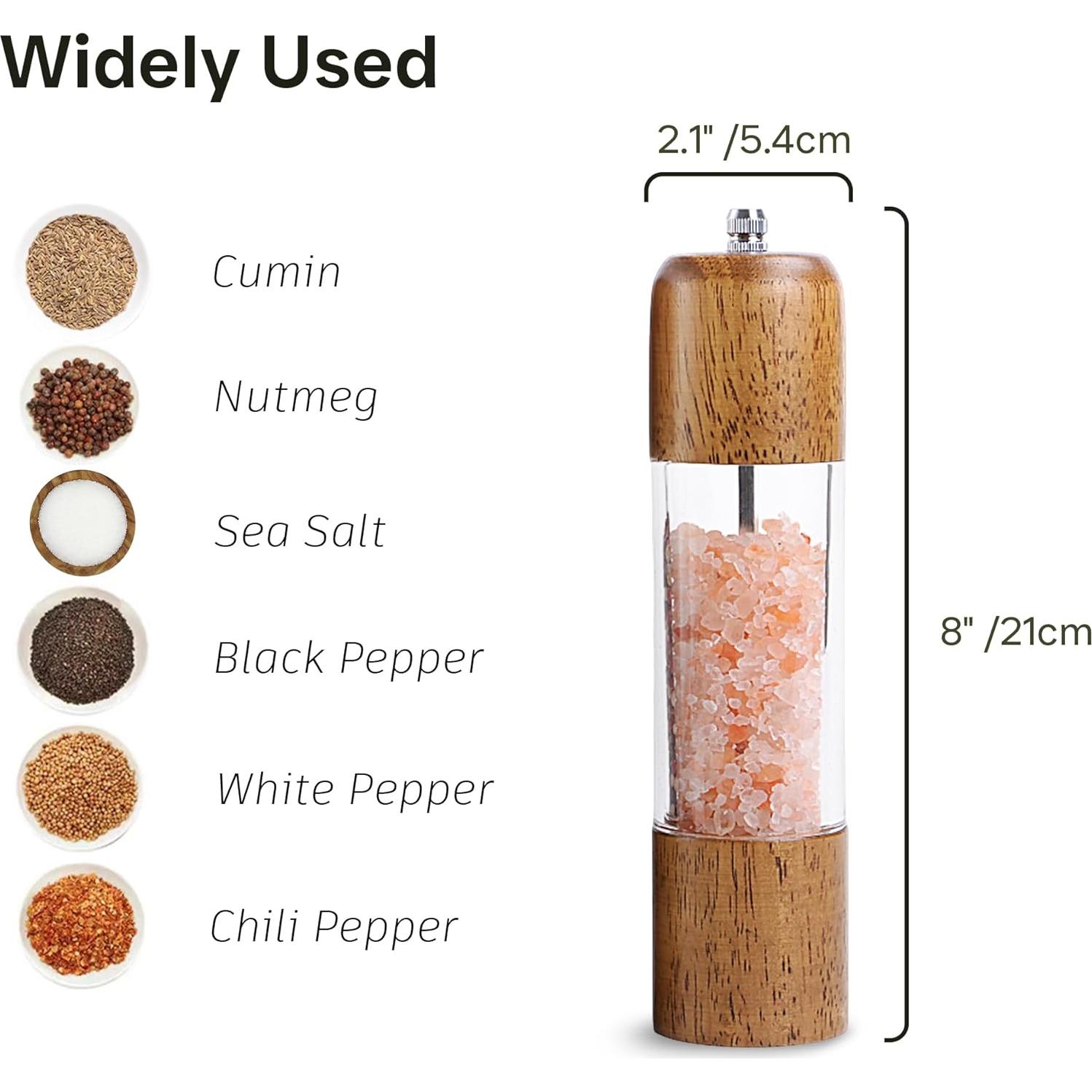 Juego de Molinillos de Sal y Pimienta M JINGMEI 20 cm Madera Roble