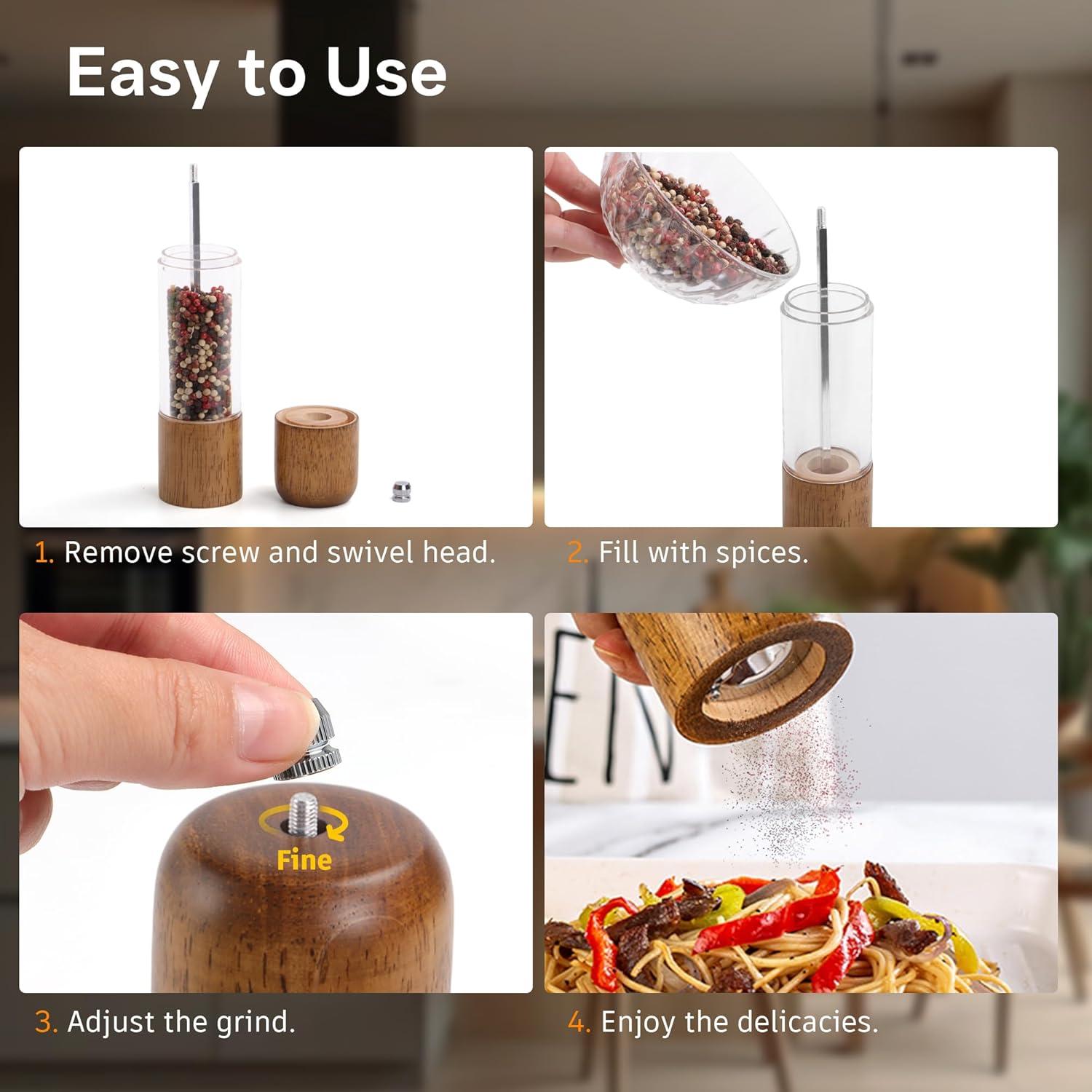 Juego de Molinillos de Sal y Pimienta M JINGMEI 20 cm Madera Roble