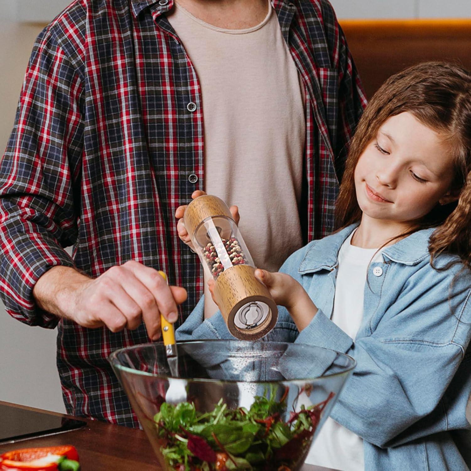 Juego de Molinillos de Sal y Pimienta M JINGMEI 20 cm Madera Roble