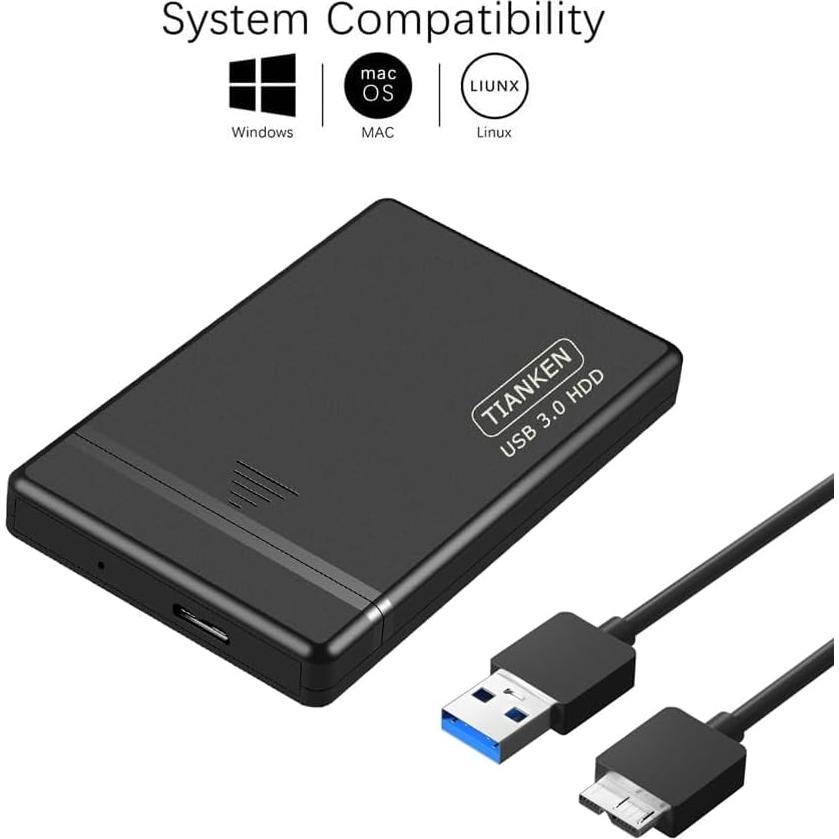 Disco Duro Externo Tianken 750GB USB 3.0 Portátil Negro
