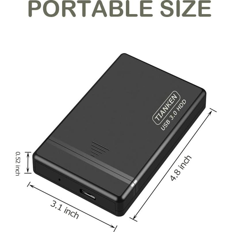 Disco Duro Externo Tianken 750GB USB 3.0 Portátil Negro