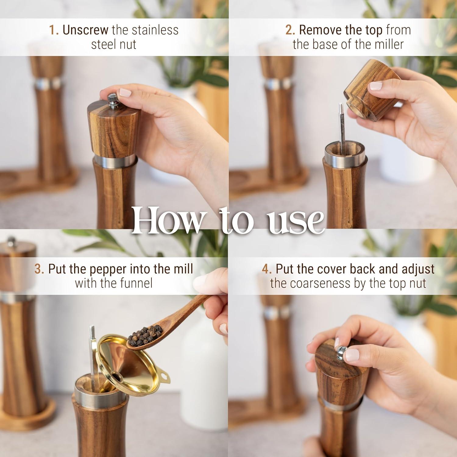 Juego de Molinillos de Sal y Pimienta WOODYBITES 20.32 cm