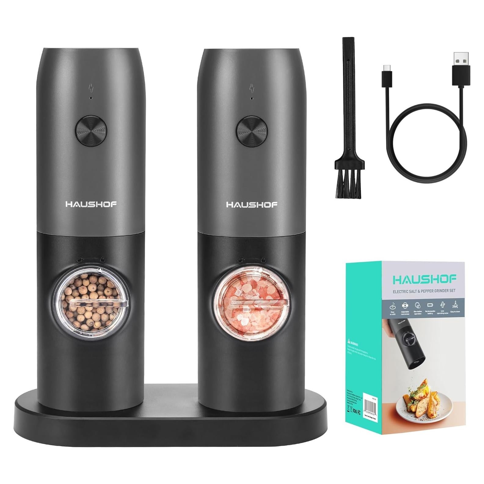 Juego de Molinillos Eléctricos de Sal y Pimienta HAUSHOF 2 Piezas