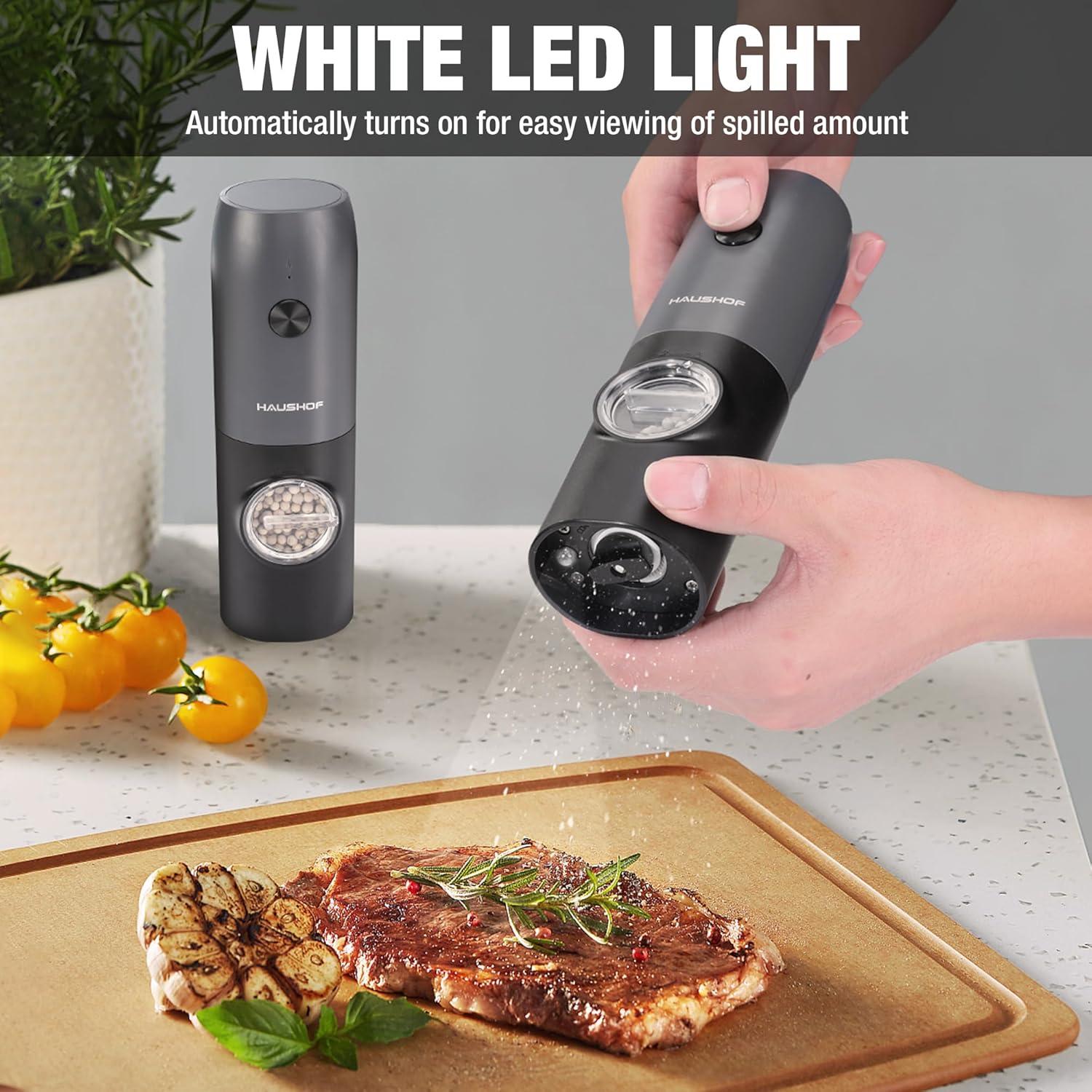 Juego de Molinillos Eléctricos de Sal y Pimienta HAUSHOF 2 Piezas