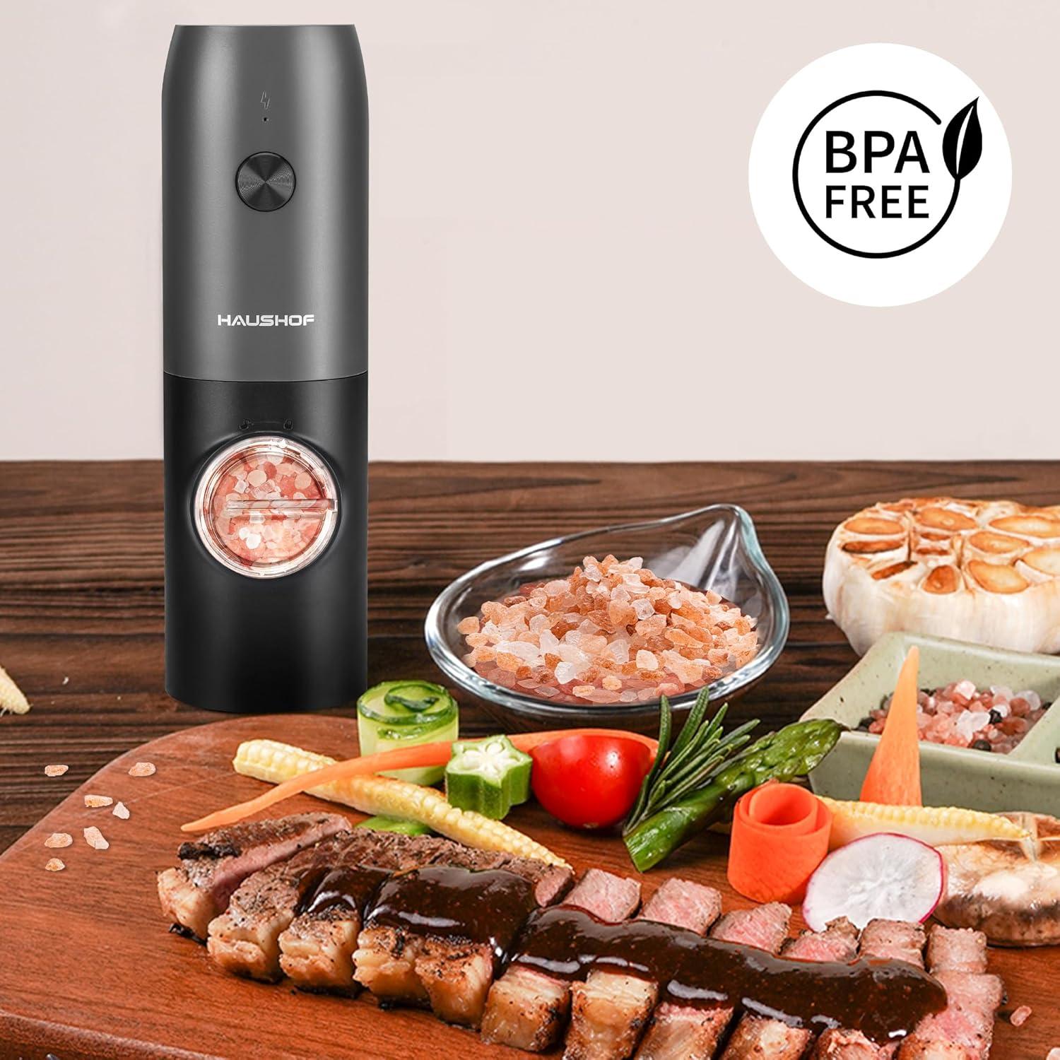 Juego de Molinillos Eléctricos de Sal y Pimienta HAUSHOF 2 Piezas