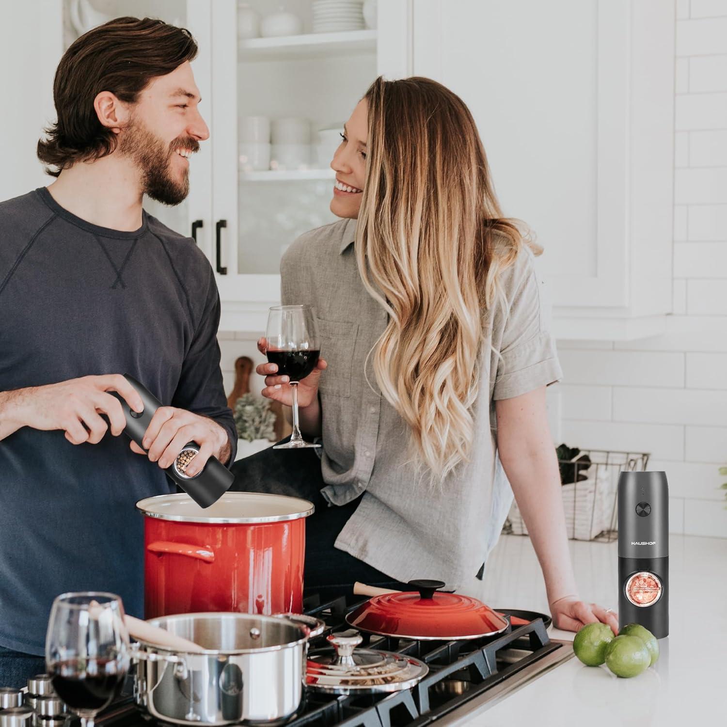 Juego de Molinillos Eléctricos de Sal y Pimienta HAUSHOF 2 Piezas