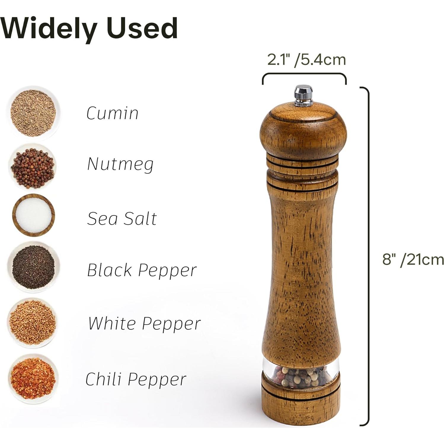 Juego de Molinillos de Sal y Pimienta M JINGMEI 20 cm Madera Roble