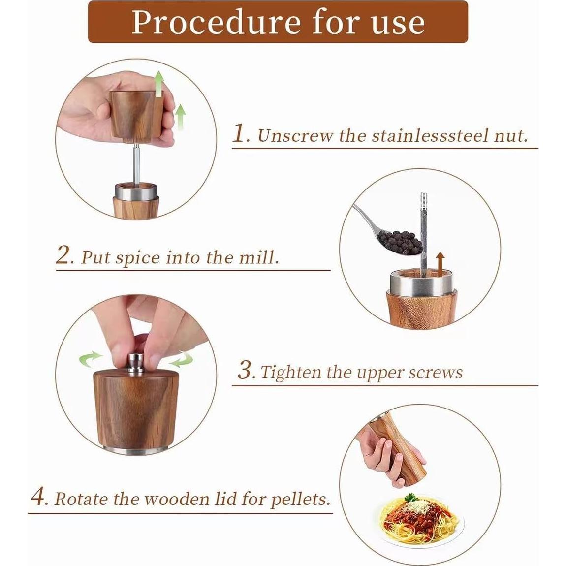 Juego de Molinillos de Sal y Pimienta Han&field 20 cm Madera Acacia