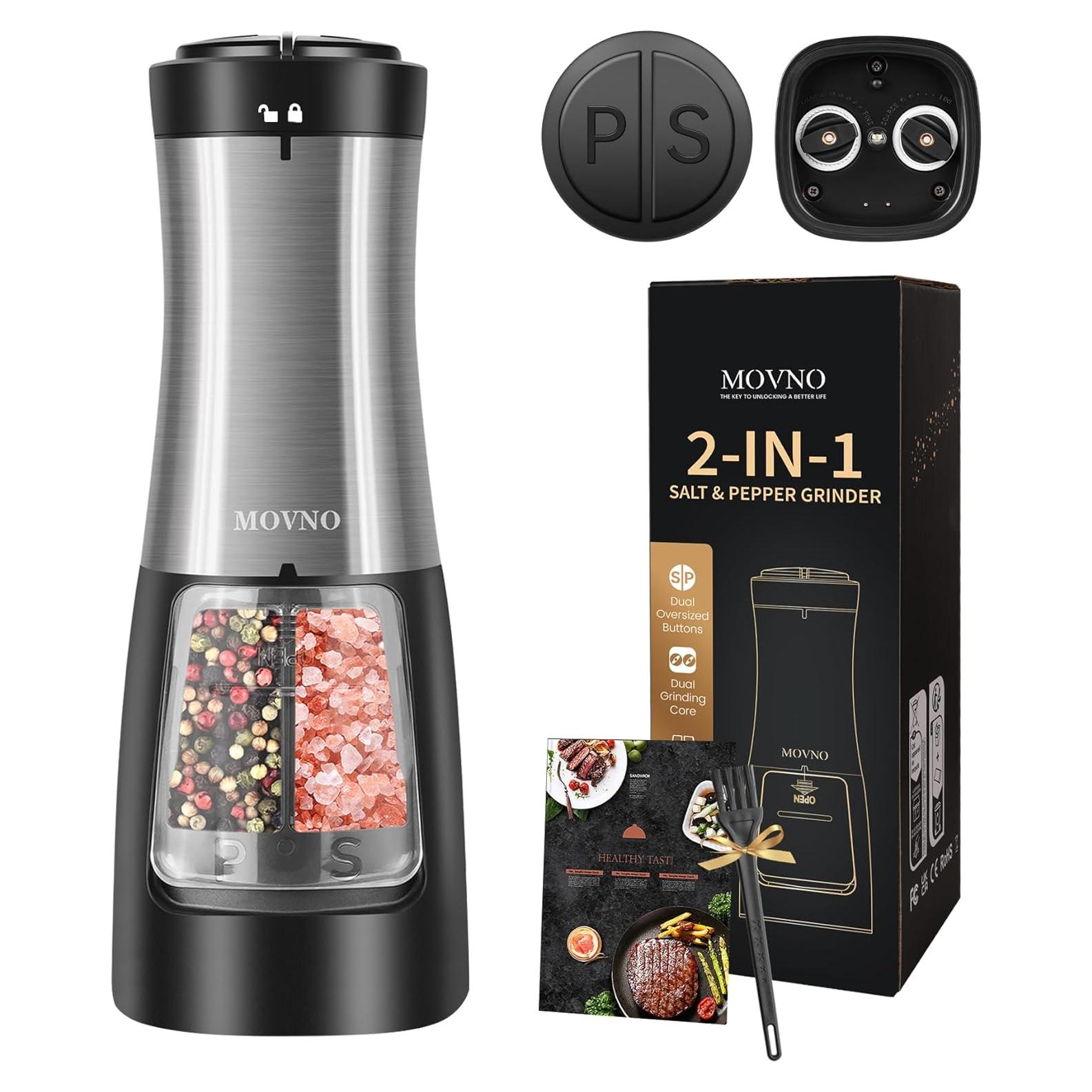 Molinillo Eléctrico 2 en 1 MOVNO para Sal y Pimienta 150ml