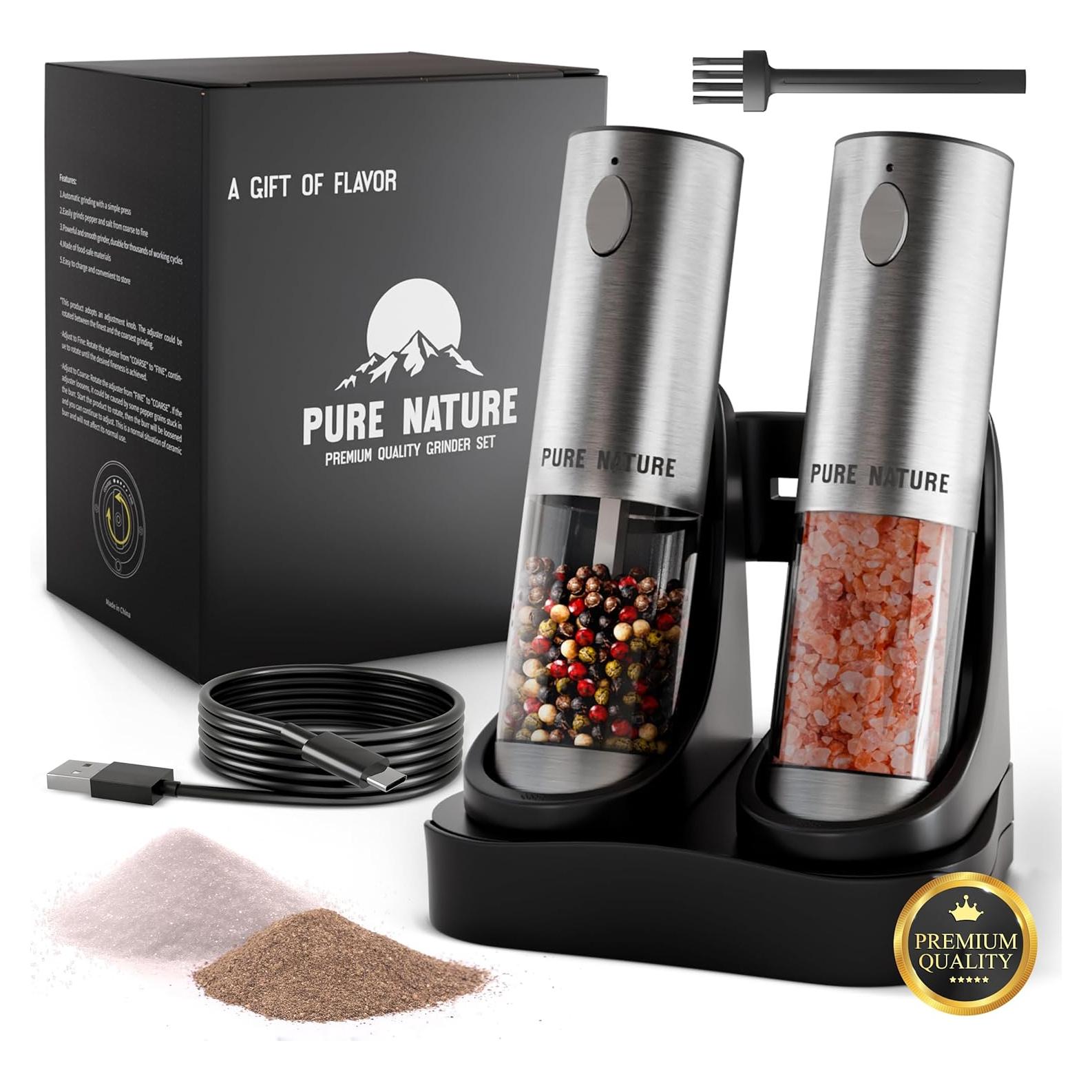 Juego de Molinillos de Sal y Pimienta Pure Nature Recargable