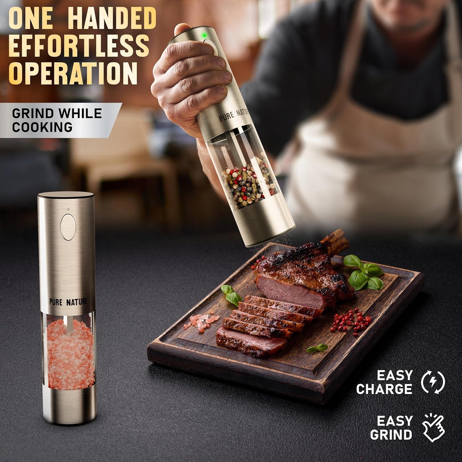 Juego de Molinillos de Sal y Pimienta Pure Nature Recargable