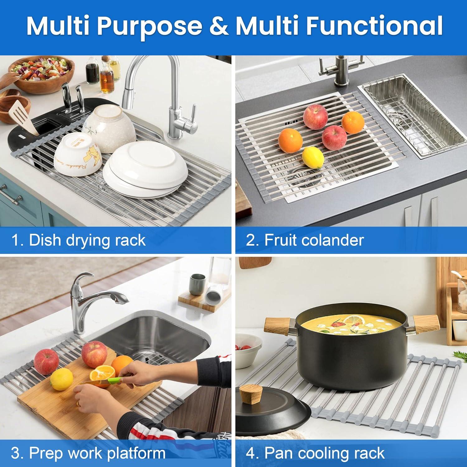 Escurridor de Platos Plegable Romise 22"x13.8" Acero Inoxidable