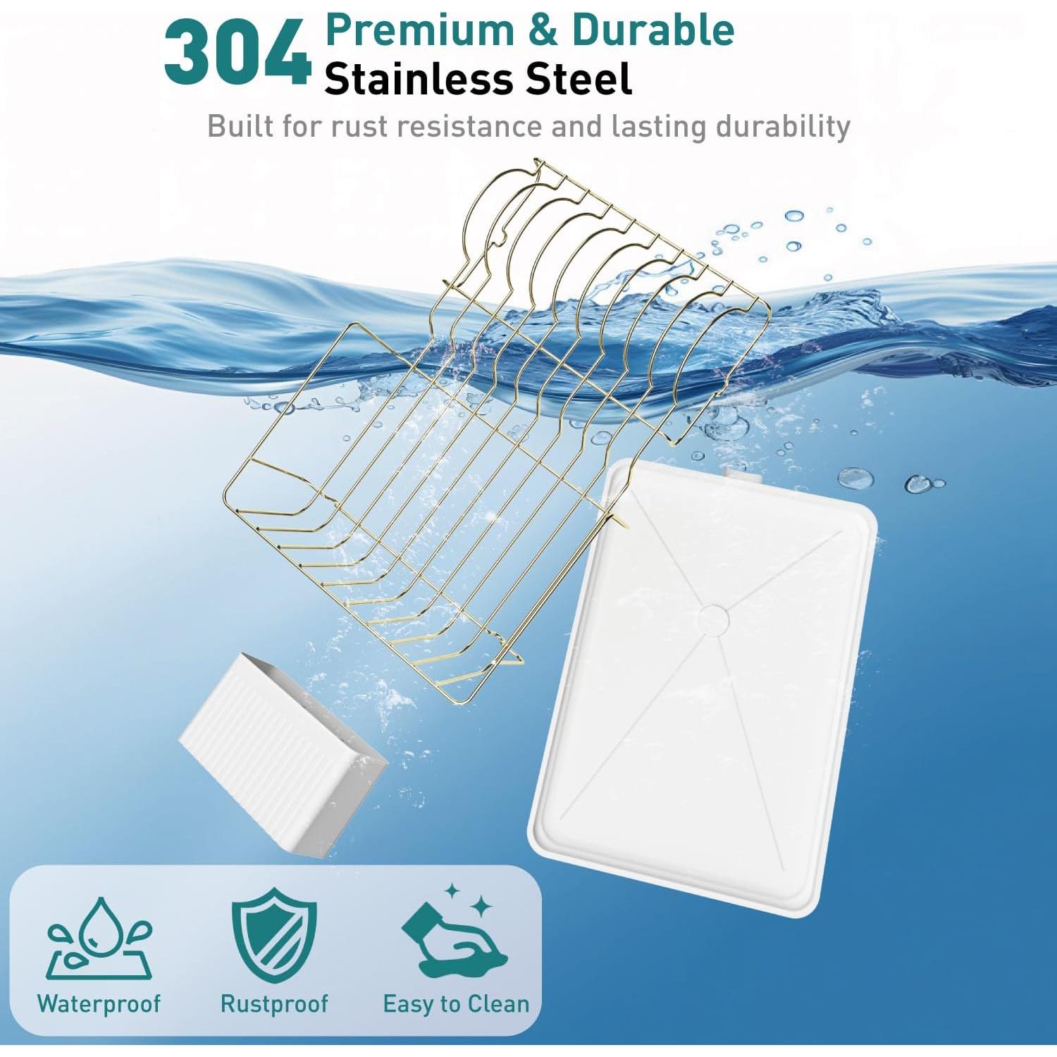 Escurridor de Platos Buruis de Acero Inoxidable Dorado 42.4x30cm