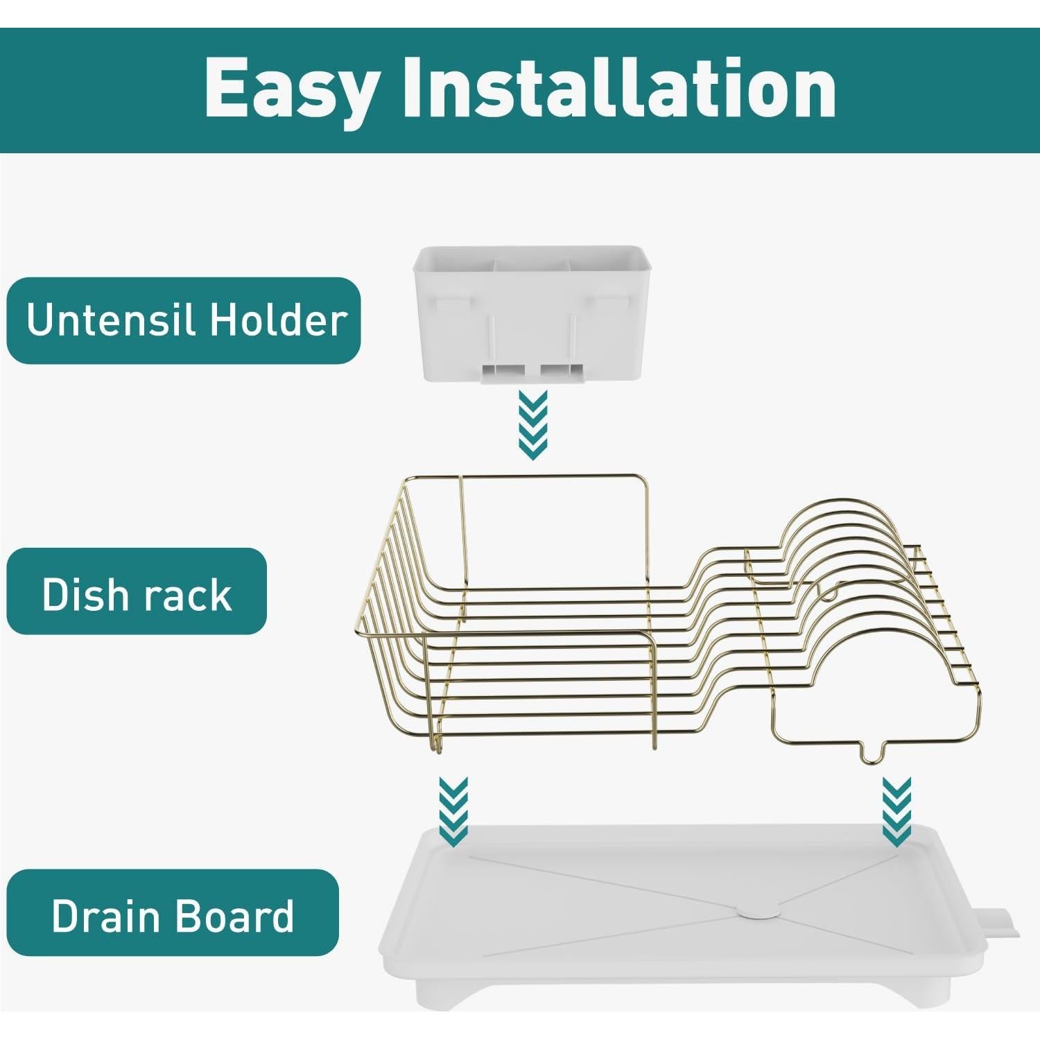 Escurridor de Platos Buruis de Acero Inoxidable Dorado 42.4x30cm