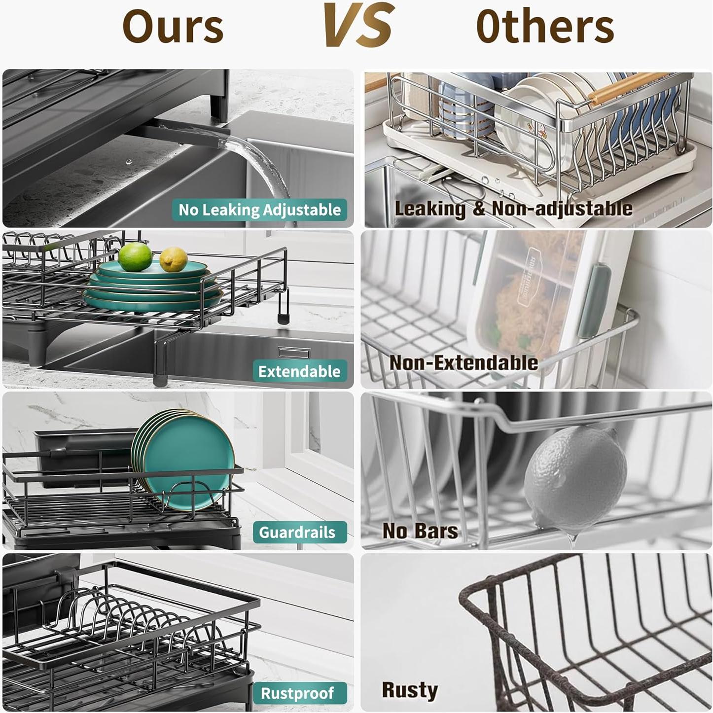 Escurridor de Platos Grande SILUB Negro Expandible 40.6-62 cm