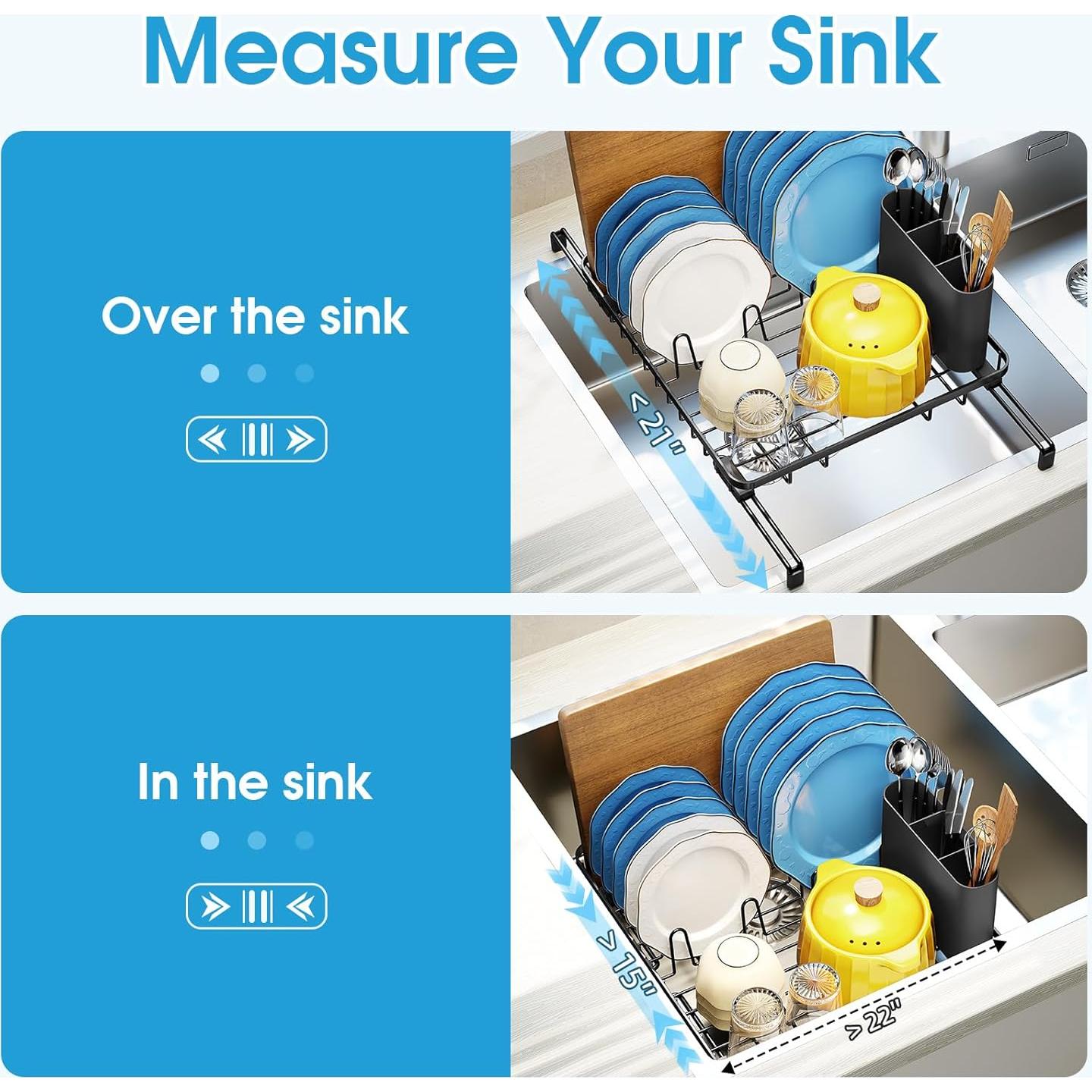 Escurridor de Platos Urackify Ajustable Negro 33x37cm