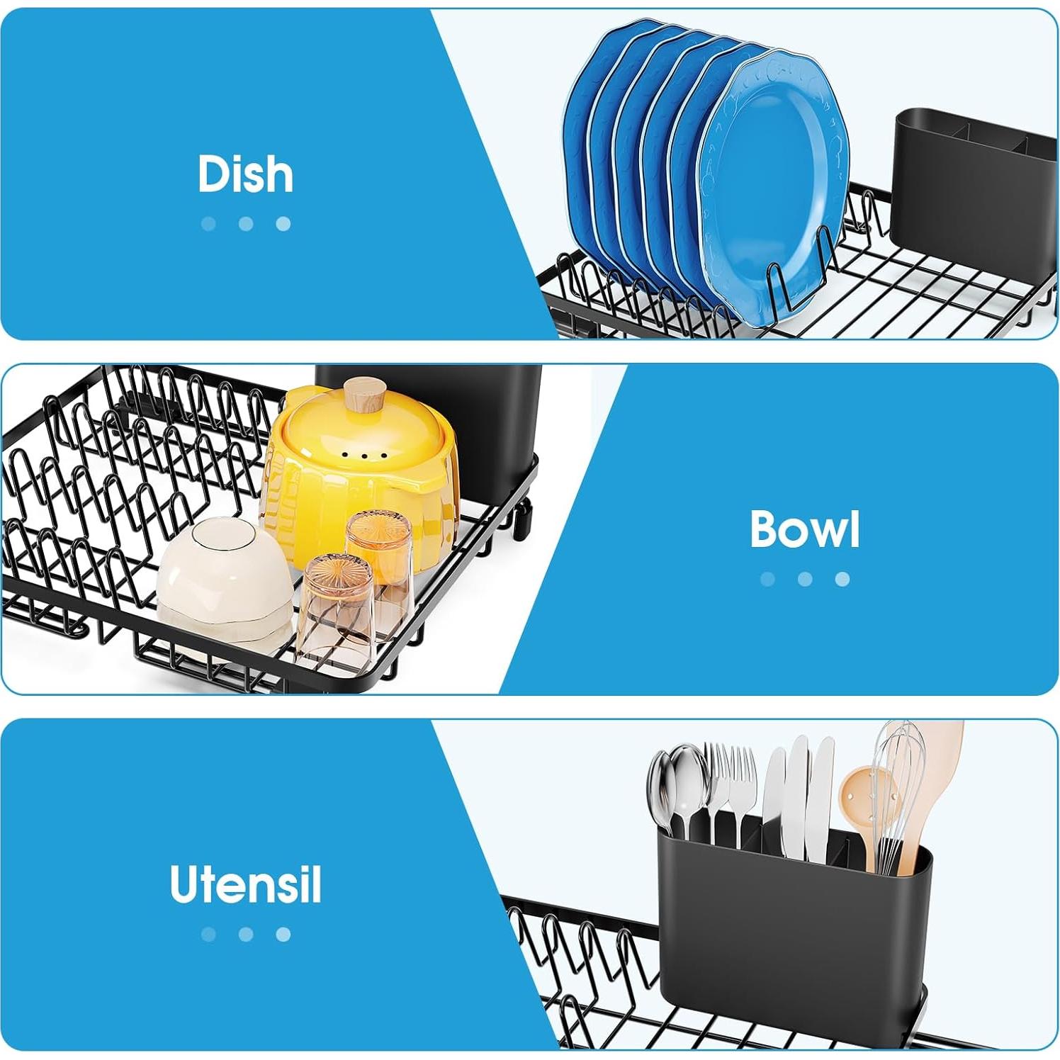 Escurridor de Platos Urackify Ajustable Negro 33x37cm