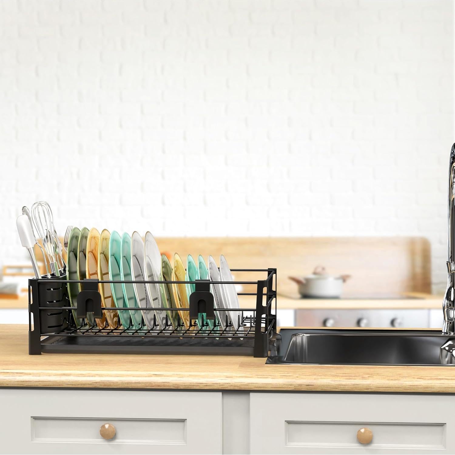 Escurridor de Platos Simple Houseware Metal Negro 43.2x35.6cm