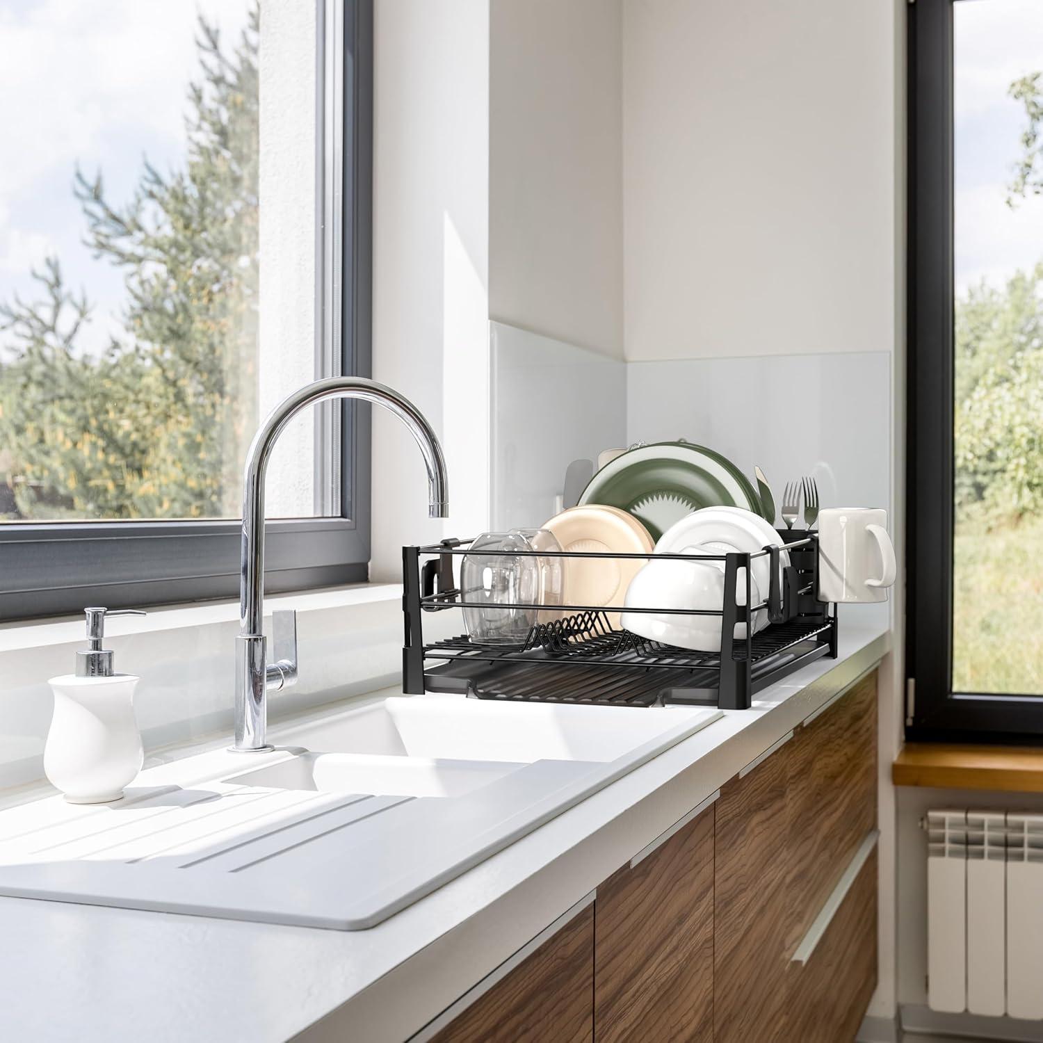 Escurridor de Platos Simple Houseware Metal Negro 43.2x35.6cm