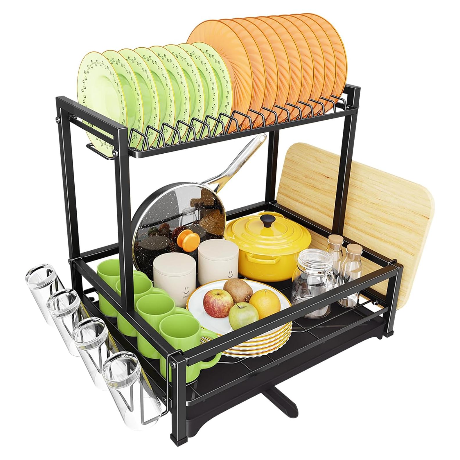 Estante Secar Platos 2 Niveles Simple Trending Acero Inoxidable Negro