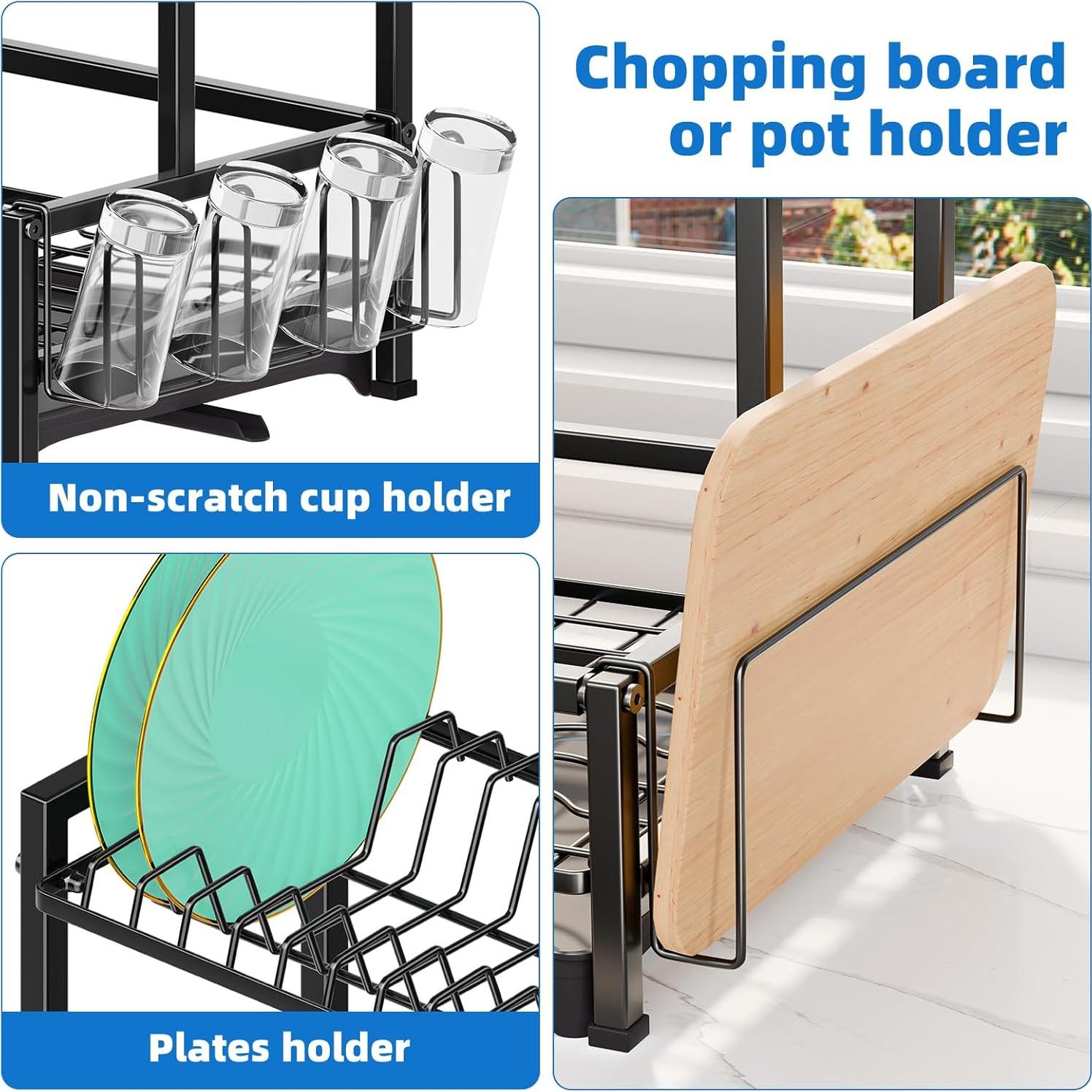 Estante Secar Platos 2 Niveles Simple Trending Acero Inoxidable Negro