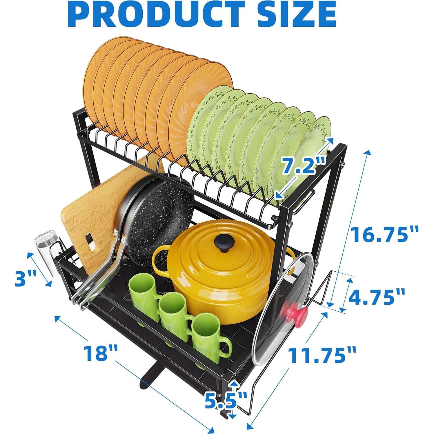 Estante Secar Platos 2 Niveles Simple Trending Acero Inoxidable Negro