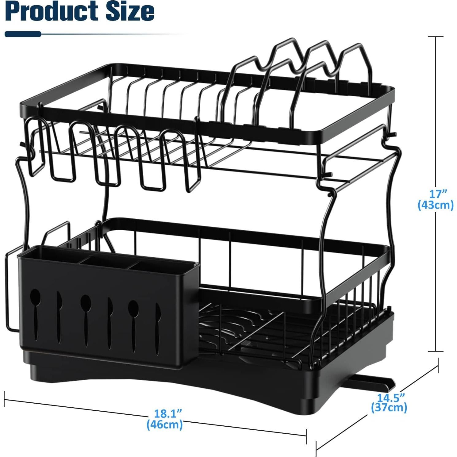 Estante para Secar Platos Aonee 2 Niveles Drenaje Removible