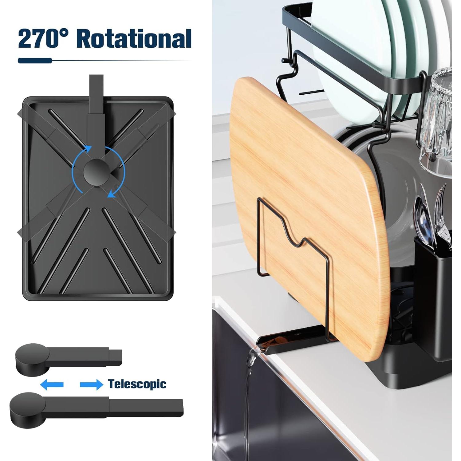 Estante para Secar Platos Aonee 2 Niveles Drenaje Removible