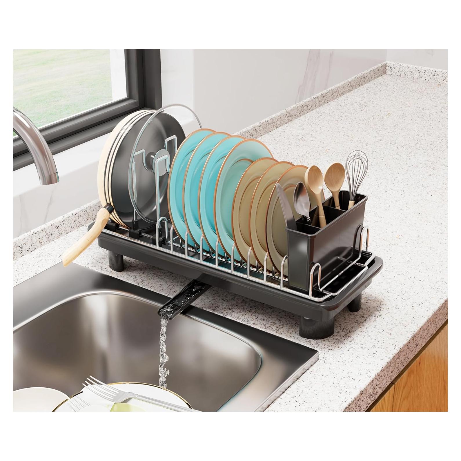 Estante para Secar Platos Junyuan Compacto 1 Nivel Negro