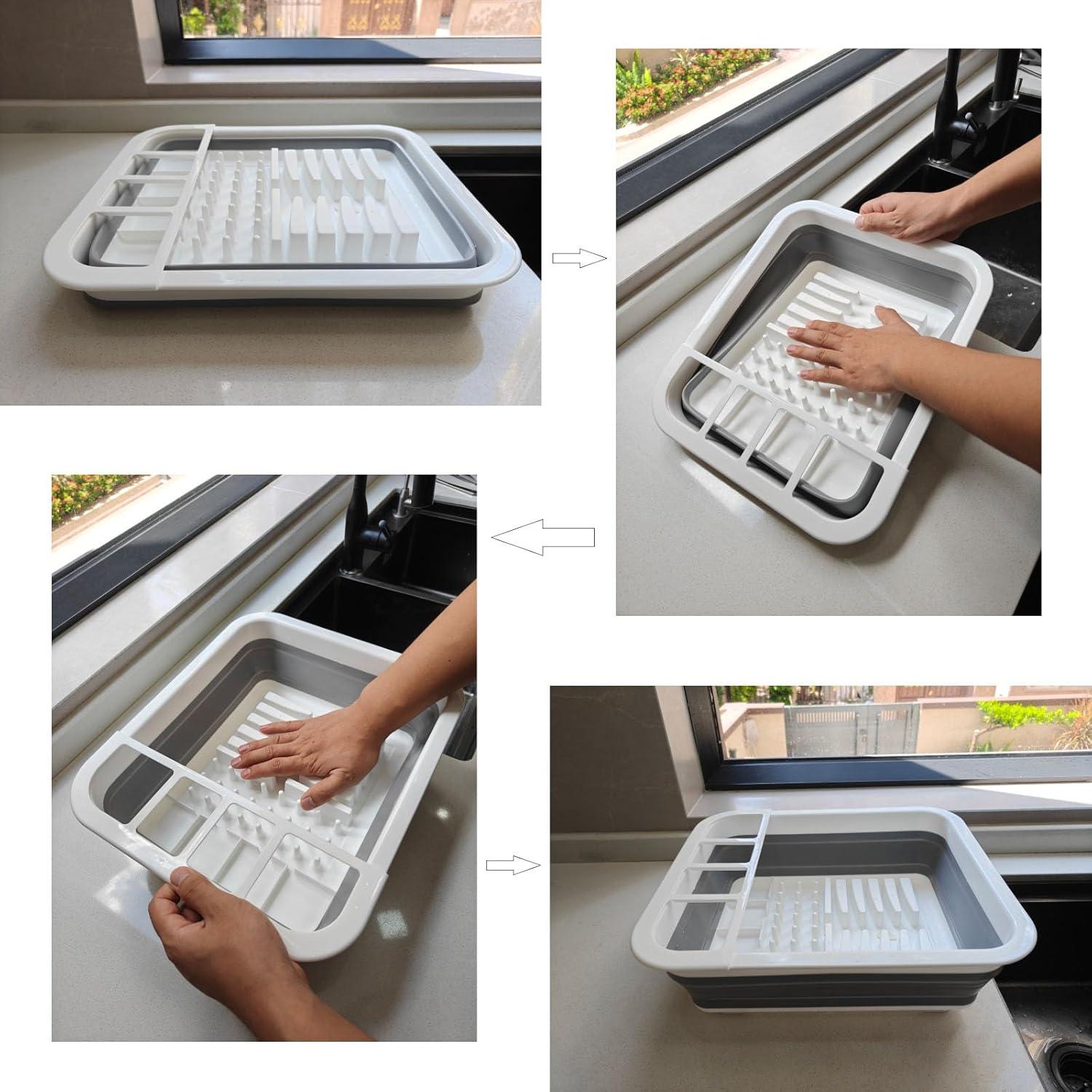 Escurridor de Platos Plegable Craftend Gris - Ahorra Espacio