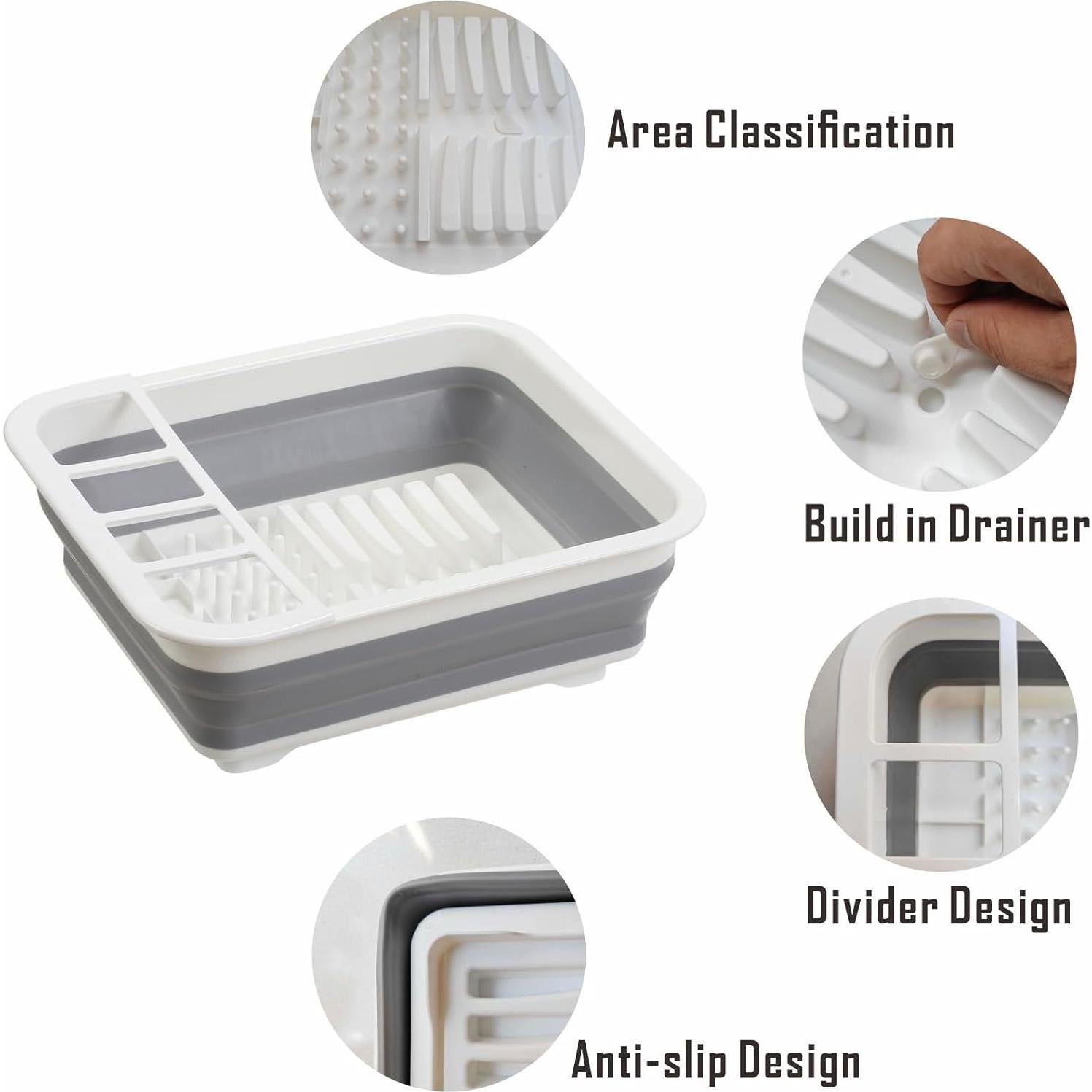 Escurridor de Platos Plegable Craftend Gris - Ahorra Espacio