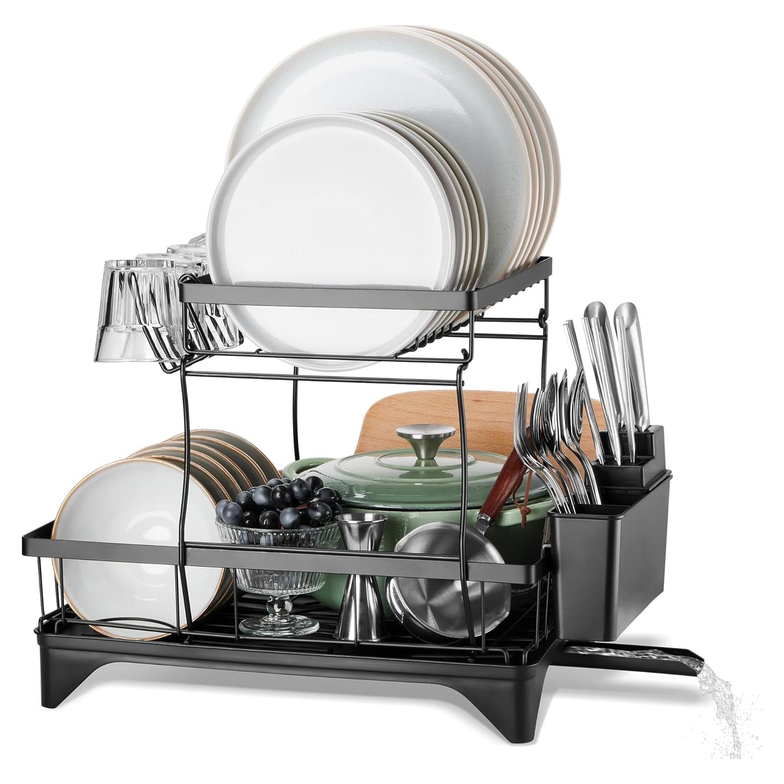 Estante para Secar Platos E-far 2 Niveles Organizador Metal 42.4x30x35.3cm