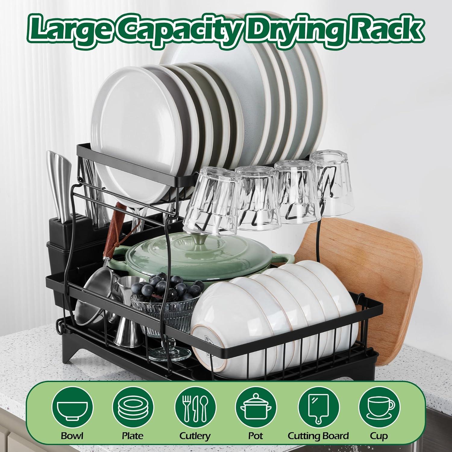 Estante para Secar Platos E-far 2 Niveles Organizador Metal 42.4x30x35.3cm