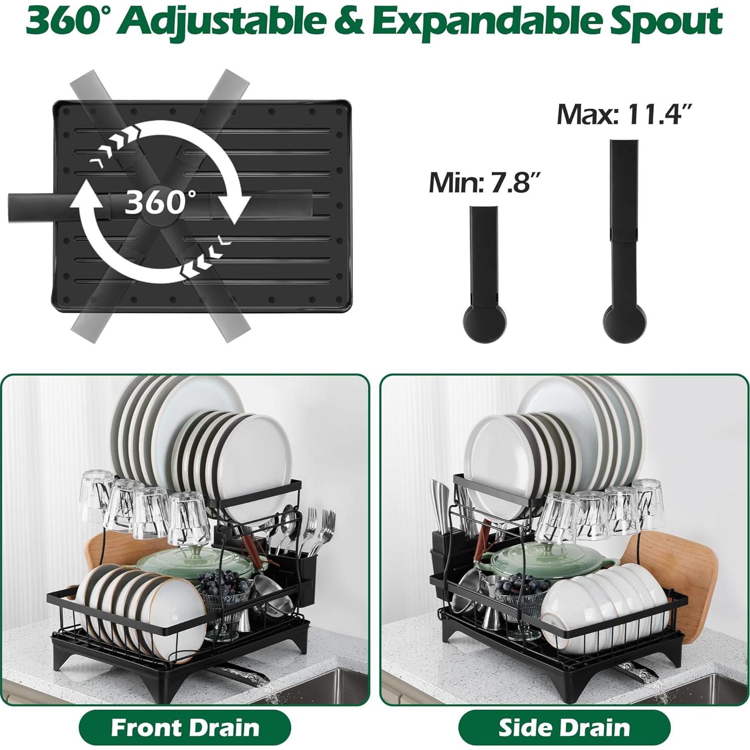 Estante para Secar Platos E-far 2 Niveles Organizador Metal 42.4x30x35.3cm