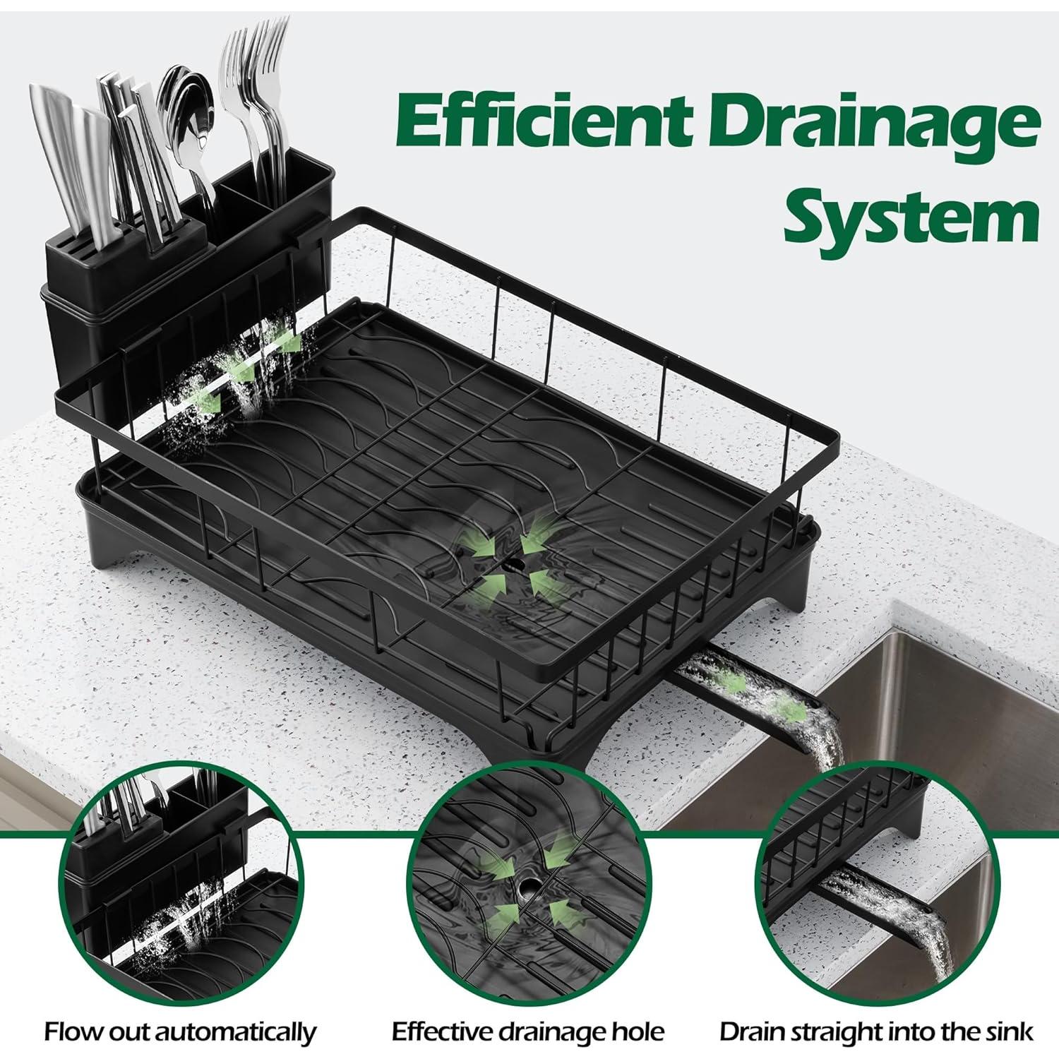 Estante para Secar Platos E-far 2 Niveles Organizador Metal 42.4x30x35.3cm
