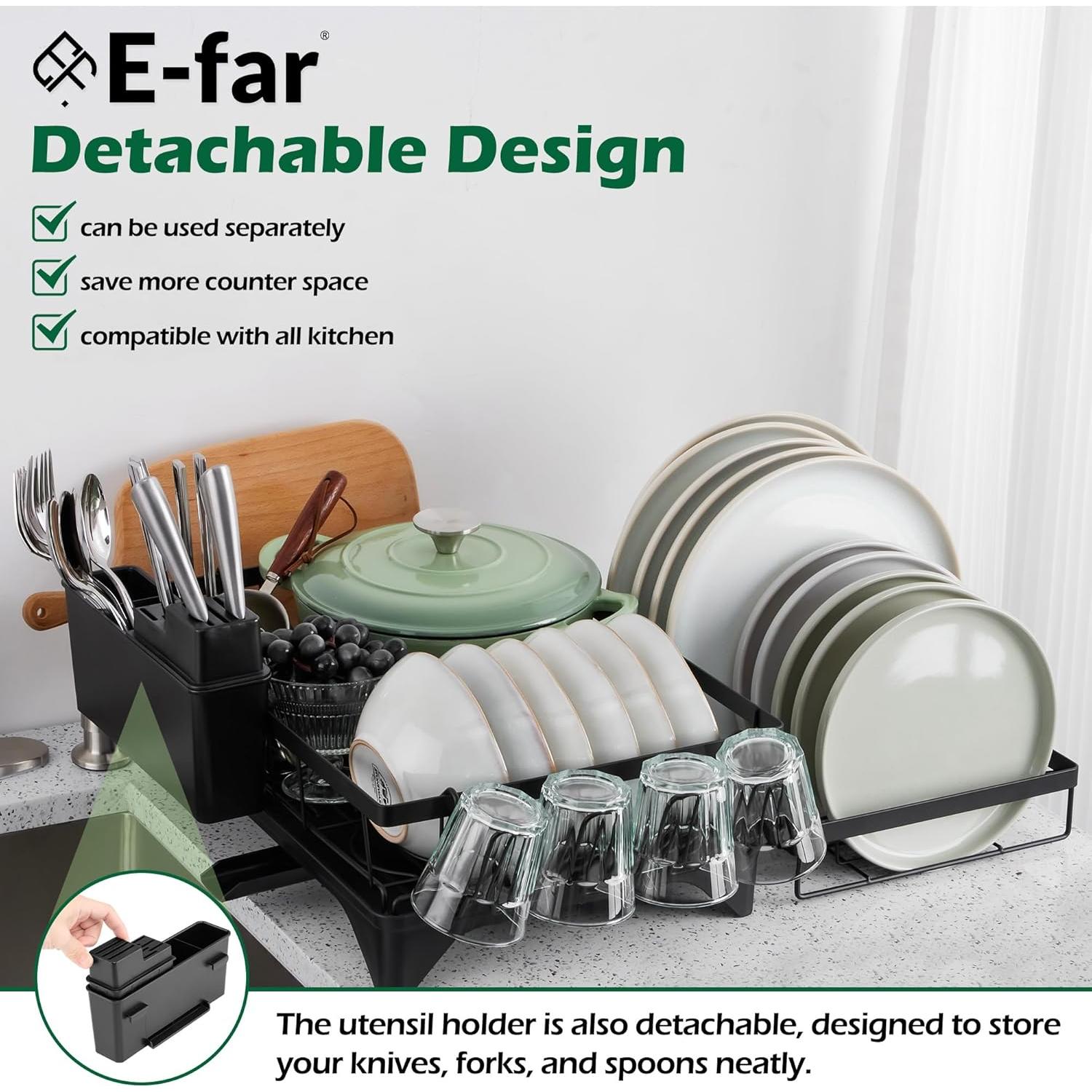 Estante para Secar Platos E-far 2 Niveles Organizador Metal 42.4x30x35.3cm