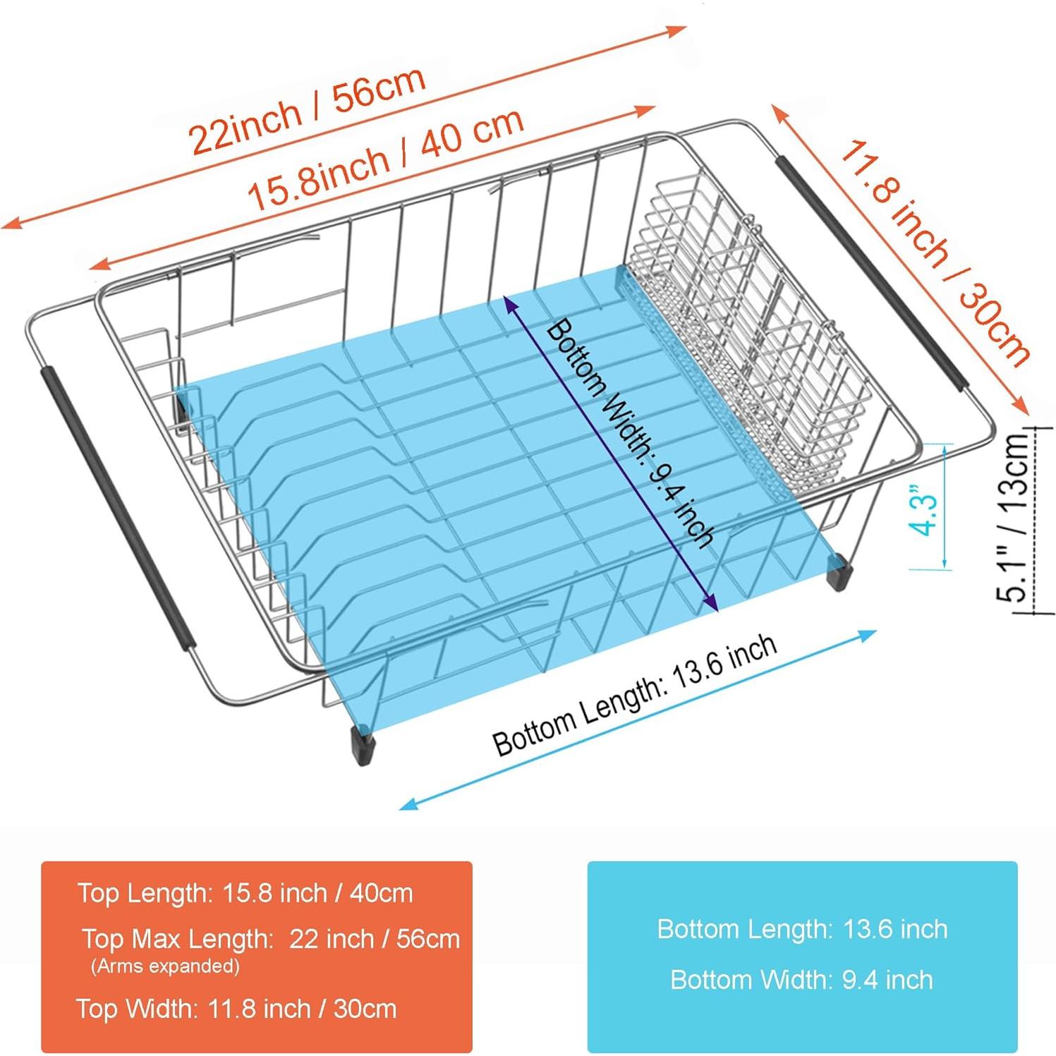 Estante Secado Platos iPEGTOP Acero Inoxidable Expandible 40-56cm