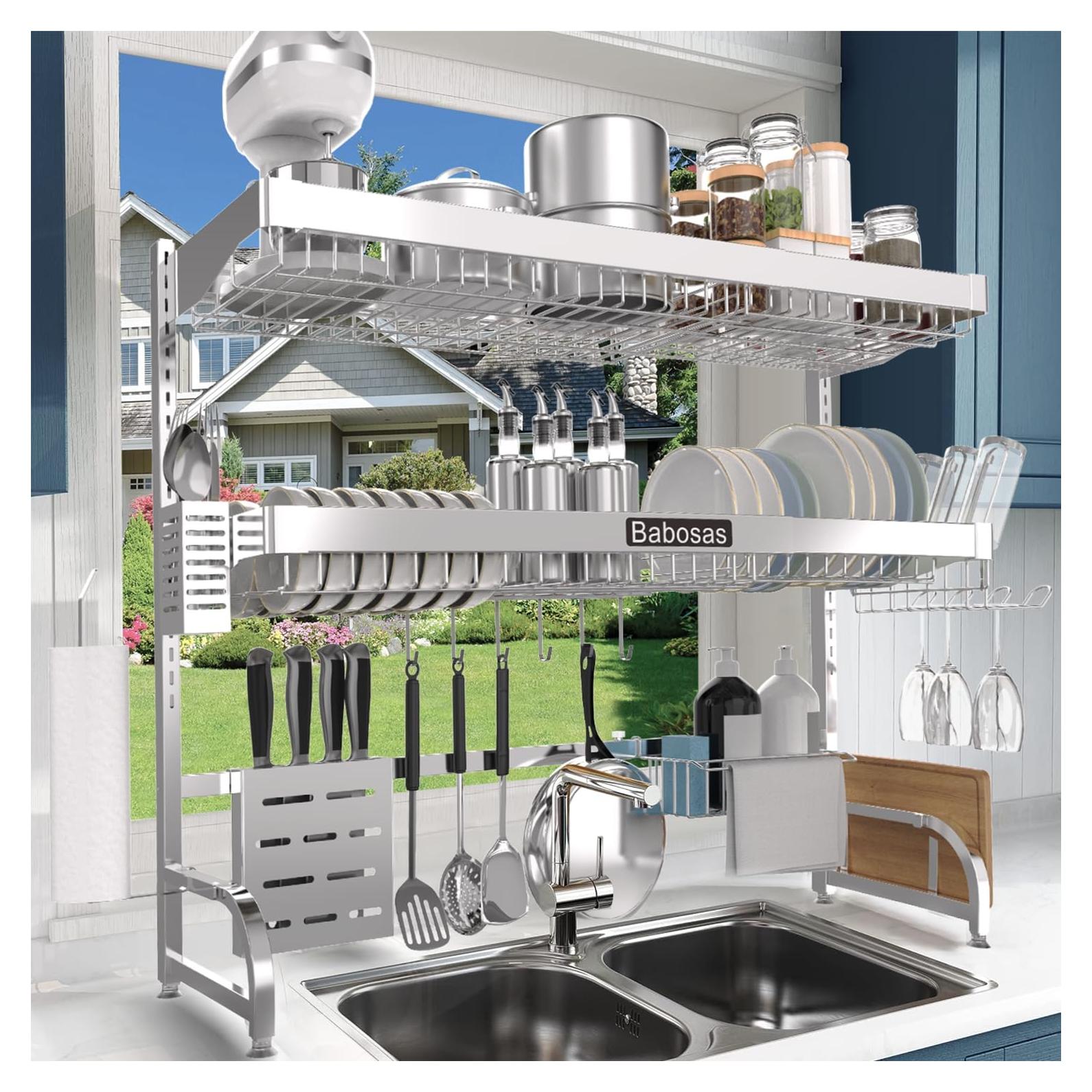 Escurridor de Platos Ajustable Babosas Acero Inoxidable 65-94 cm