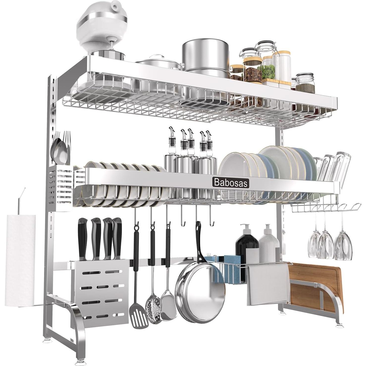 Escurridor de Platos Ajustable Babosas Acero Inoxidable 65-94 cm