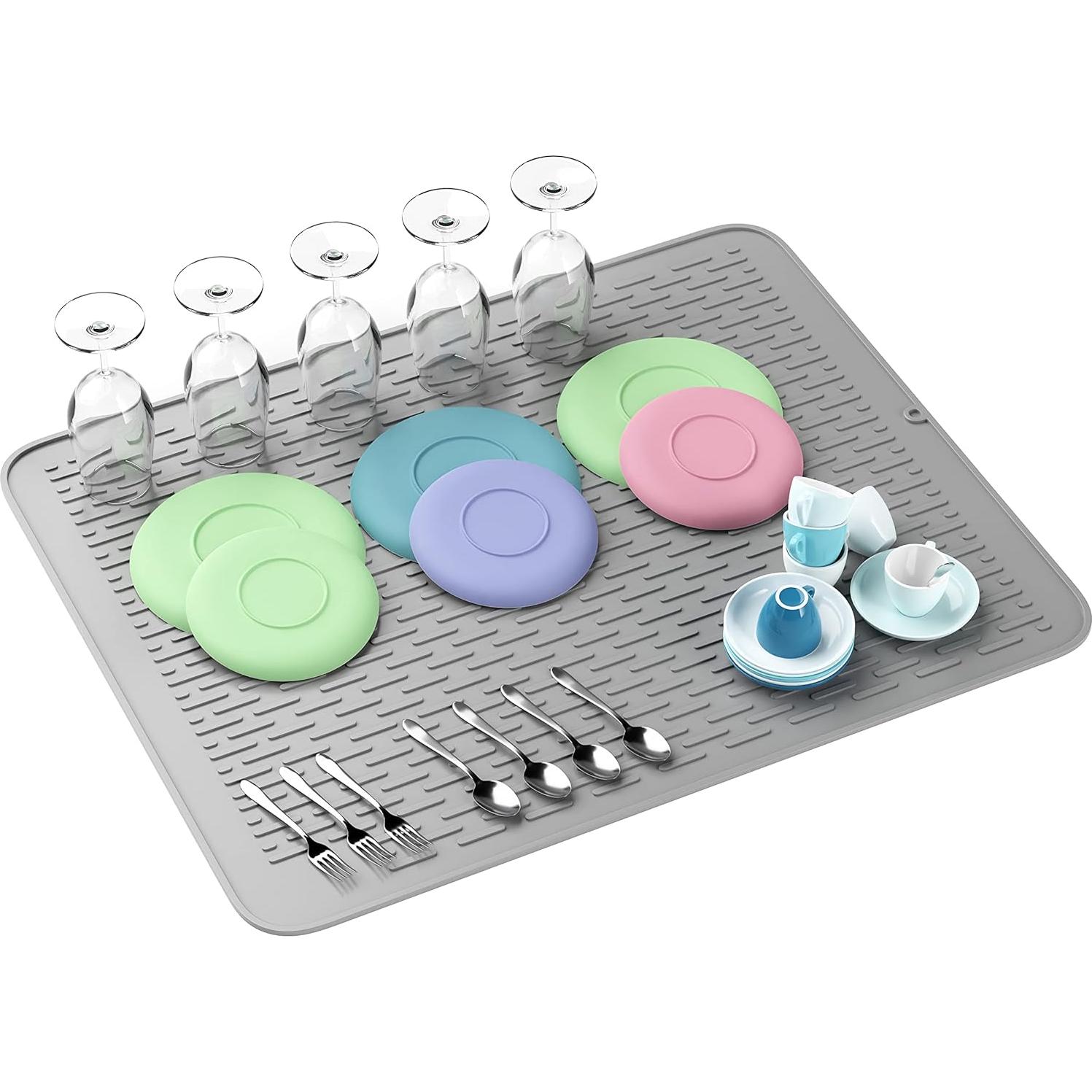 Alfombrilla de Secado de Platos XL Silicona Gris 76.2x61cm