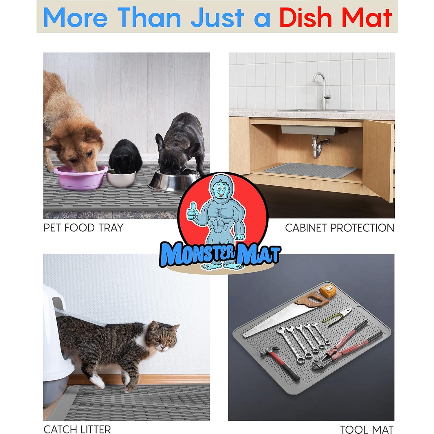 Alfombrilla de Secado de Platos XL Silicona Gris 76.2x61cm