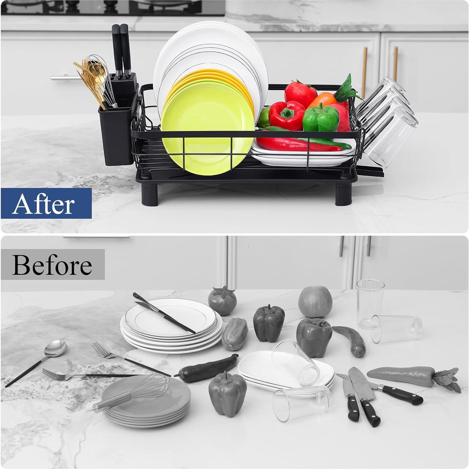 Estante para Secar Platos Homaxy Negro 42.93x32.99 cm Multifuncional