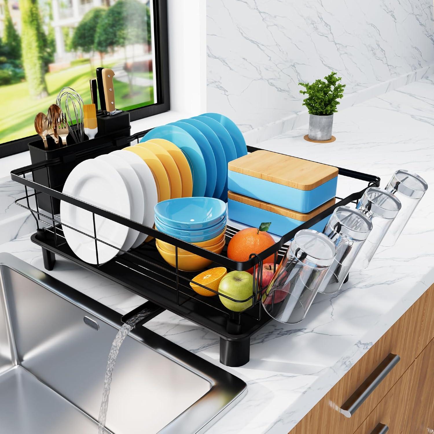 Estante para Secar Platos Homaxy Negro 42.93x32.99 cm Multifuncional